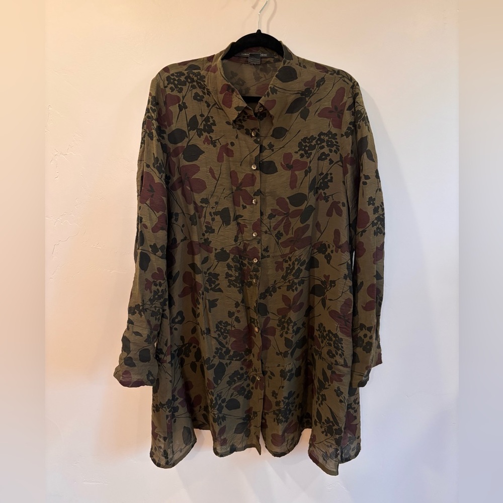 Elemente Clemente Floral Sheer Button-Up Tunic